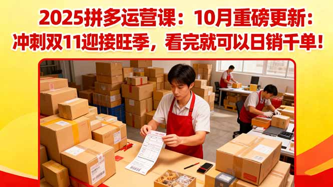 2025拼多多运营课:10月重磅更新:冲刺双11迎接旺季,看完就可以日销千单-汇课新知资源网