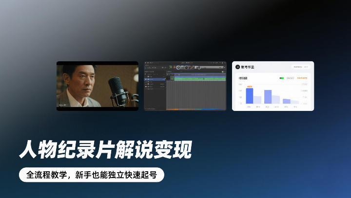 人物纪录片解说变现,全流程教学,新手也能独立快速起号-汇课新知资源网
