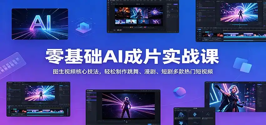 零基础AI成片实战课:图生视频核心技法,轻松制作跳舞、漫剧、短剧多款热门短视频-汇课新知资源网