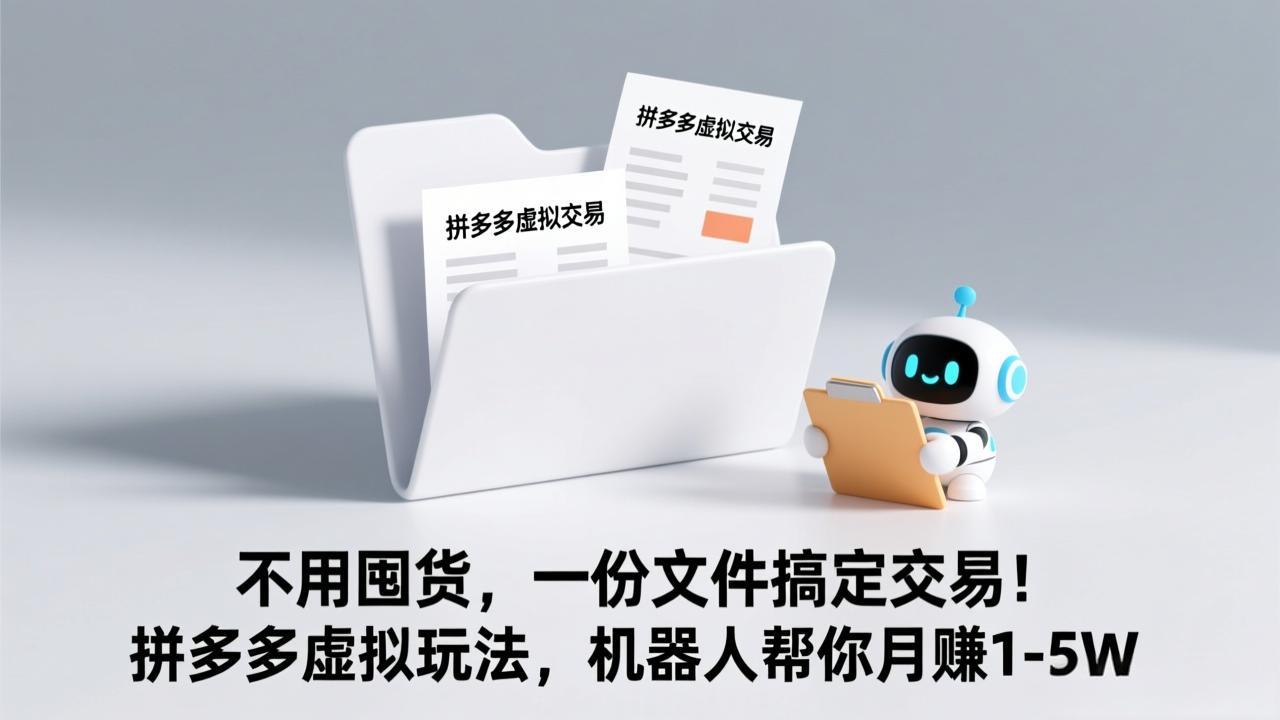 不用囤货，一份文件搞定交易！拼多多虚拟玩法，机器人帮你月赚 1-5W-汇课新知资源网