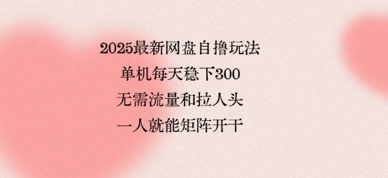 2025最新网盘自撸玩法，单机每天稳下3张，无需流量和拉人头，一个人就可轻松矩阵，全网独一份【揭秘】-汇课新知资源网