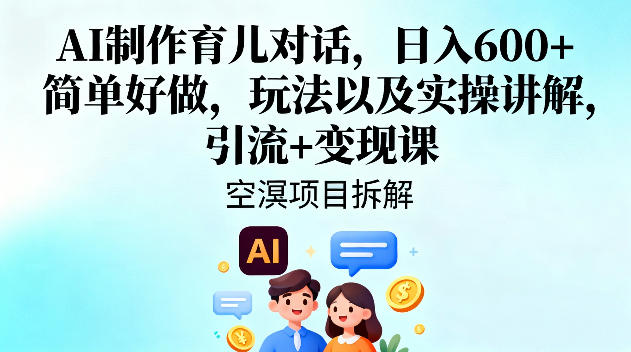 AI制作育儿对话,日入6张+,简单好做,玩法以及实操讲解,引流+变现课-汇课新知资源网