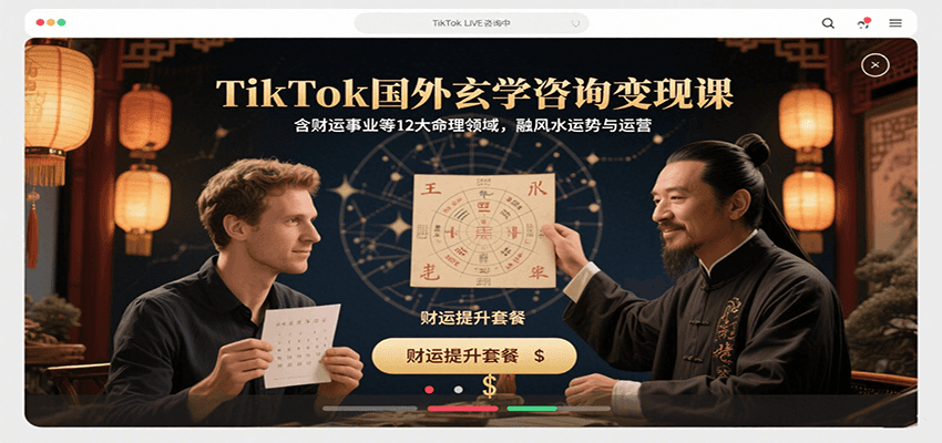 TikTok国外玄学咨询变现课,含财运事业等12大命理领域,融风水运势与运营-汇课新知资源网