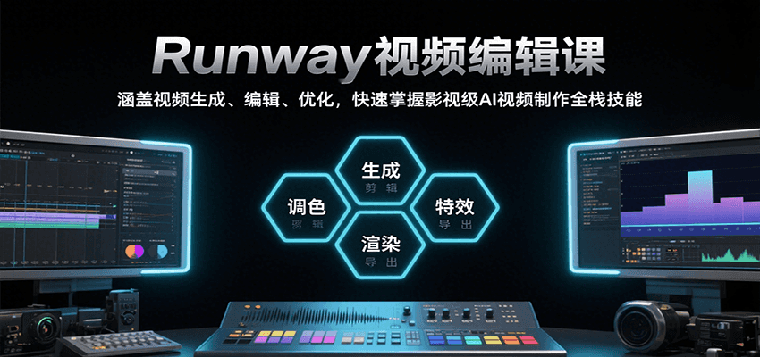 Runway视频编辑课，涵盖视频生成、编辑、优化，快速掌握影视级AI视频制作全栈技能-汇课新知资源网