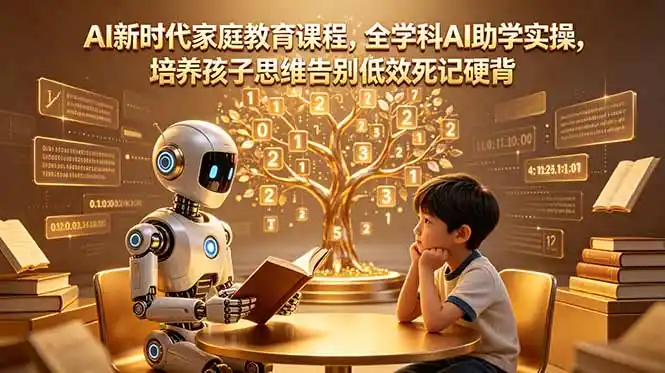 AI新时代家庭教育课程,全学科AI助学实操,培养孩子思维告别低效死记硬背-汇课新知资源网