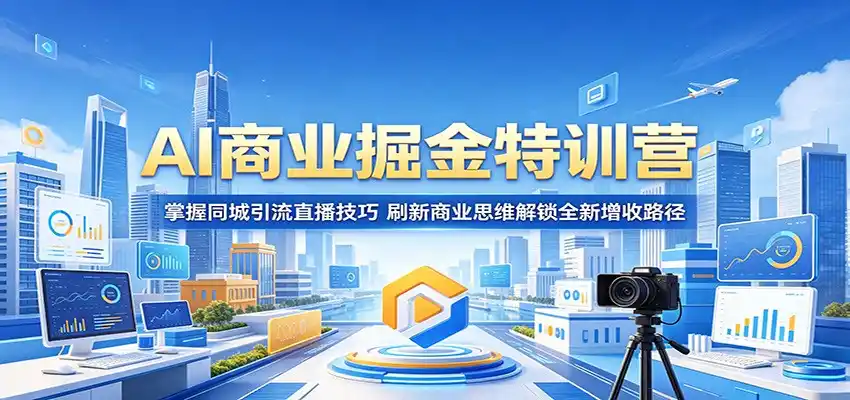 AI商业掘金特训营：掌握同城引流直播技巧，刷新商业思维解锁全新增收路径-汇课新知资源网