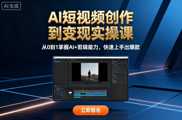 AI短视频创作到变现实操课,从0到1掌握AI+剪辑能力,快速上手出爆款(更新10月)-汇课新知资源网