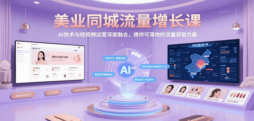 美业同城流量增长课，AI技术与短视频运营深度融合，提供可落地的流量获取方案-汇课新知资源网
