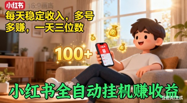 小红书自动挂G賺收益，每天稳定收入，多号多賺，一天三位数【揭秘】-汇课新知资源网