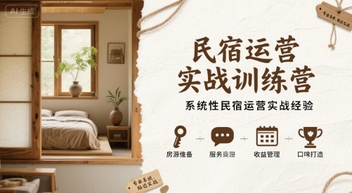 民宿运营实战训练营，系统性民宿运营实战经验-汇课新知资源网