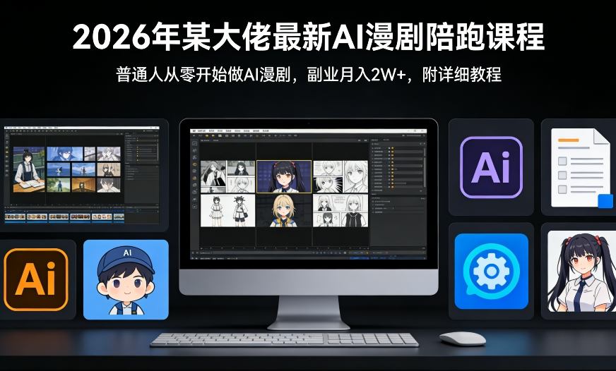 26年某大佬最新Ai漫剧陪跑课程，普通人从零开始做AI漫剧，副业月入2W+-汇课新知资源网