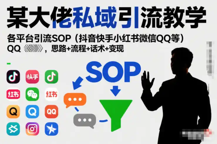 某大佬私域引流教学,各平台引流SOP(抖音快手小红书微信QQ等),思路+流程+话术+变现(更新0708)-汇课新知资源网