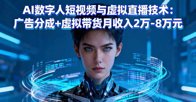 AI数字人短视频与虚拟直播技术：广告分成+虚拟带货月收入2万-8万元-汇课新知资源网
