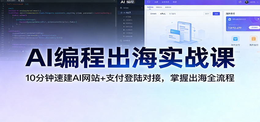AI编程出海实战课:10分钟速建AI网站+支付登陆对接,掌握出海全流程-汇课新知资源网