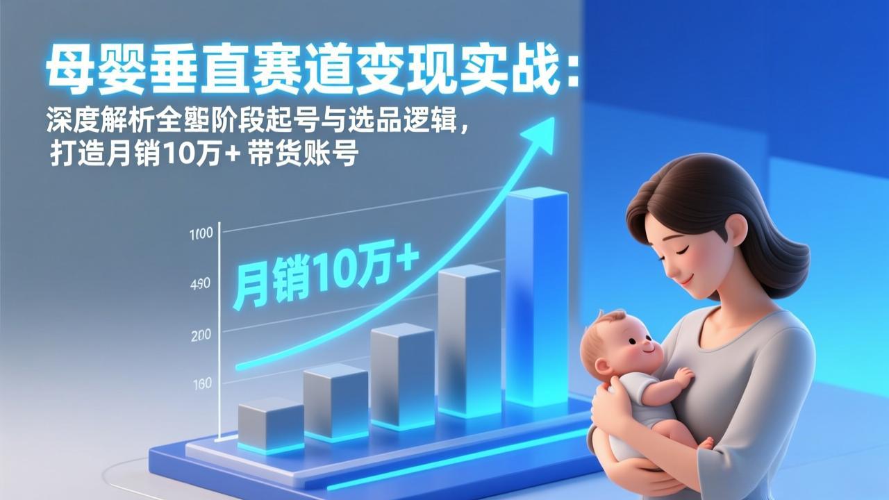 母婴垂直赛道变现实战:深度解析三大阶段起号与选品逻辑,打造月销10万+带货账号-汇课新知资源网