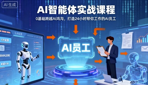 Ai智能体实战课程,0基础跨越Ai鸿沟,打造24小时帮你工作的Ai员工,打破常规,以实战定义Ai-汇课新知资源网