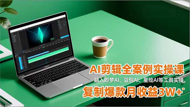 AI剪辑全案例实操课,融入即梦AI、豆包AI、星绘AI等工具实操,复制爆款月收益3W+-汇课新知资源网