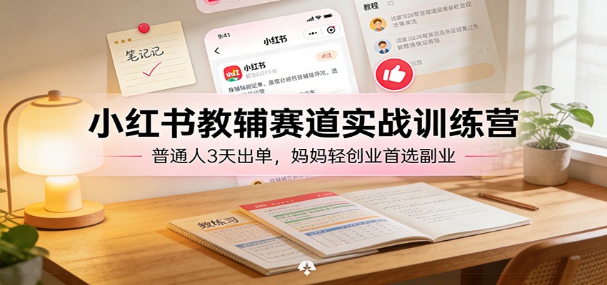 小红书教辅赛道实战训练营:普通人3天出单,妈妈轻创业首选副业-汇课新知资源网