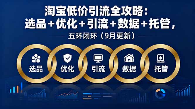 淘宝低价引流全攻略:选品+优化+引流+数据+托管,五环闭环(9月更新-汇课新知资源网