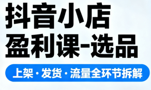 抖音小店盈利课-选品·上架·发货·流量全环节拆解-汇课新知资源网