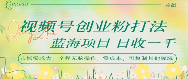 视频号创业粉打法，日入1k，蓝海项目，市场需求大，全程无脑操作，可复制-汇课新知资源网