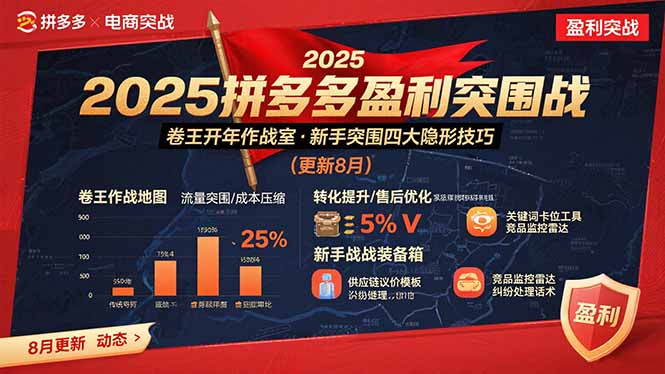 2025拼多多盈利突围战：卷王开年作战室，新手突围四大隐形技巧(更新8月-汇课新知资源网