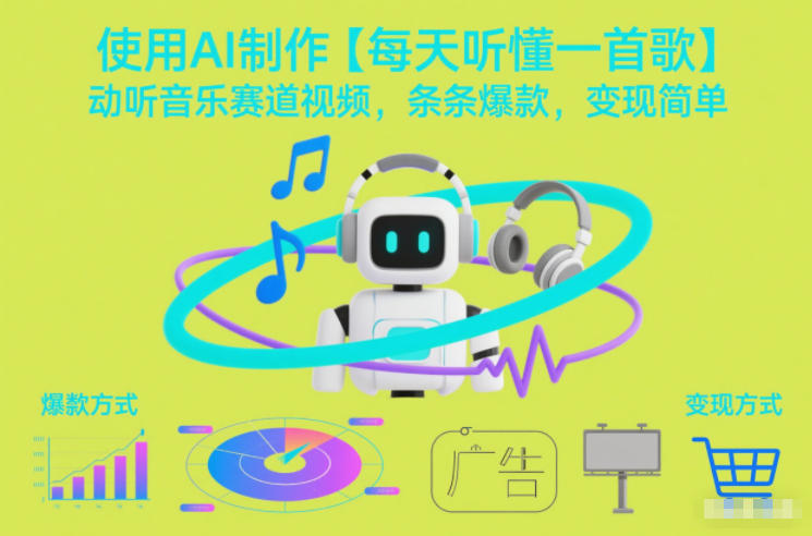 使用AI制作【每天听懂一首歌】动听音乐赛道视频,条条爆款,变现简单-汇课新知资源网