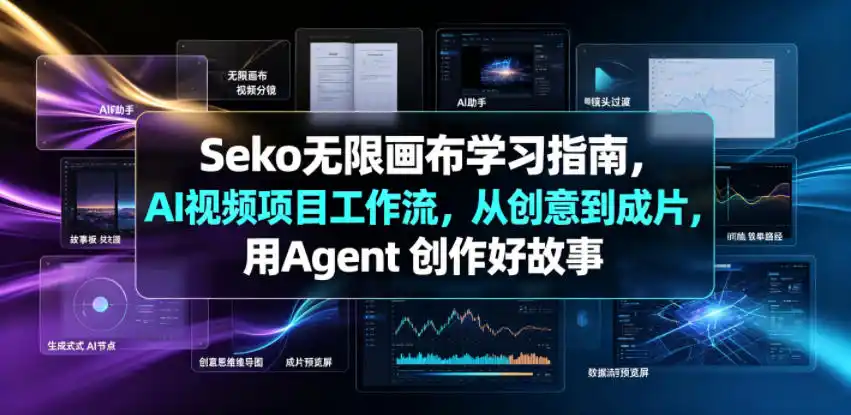 Seko无限画布学习指南，AI视频项目工作流，从创意到成片，用Agent 创作好故事-汇课新知资源网