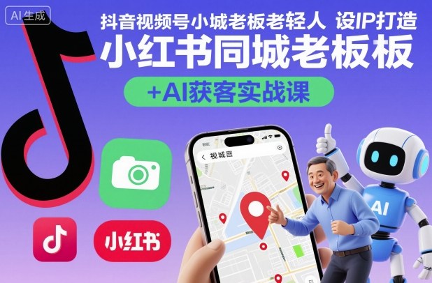 抖音视频号小红书同城老板轻人设IP打造+AI获客实战课,人设打造-算法拆解-拍摄剪辑-内容运营-AI创作-汇课新知资源网