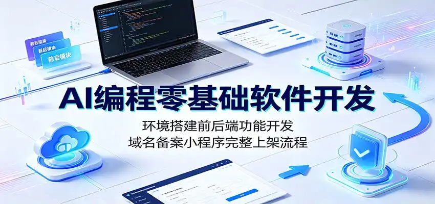 AI编程零基础软件开发：环境搭建前后端功能开发，域名备案小程序完整上架流程-汇课新知资源网