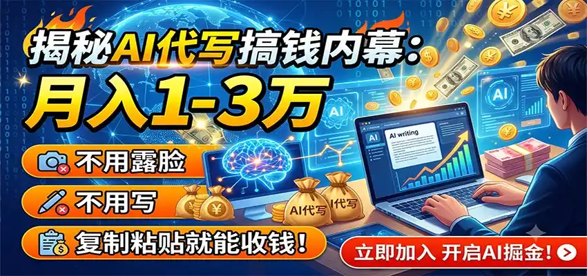 揭秘AI代写搞钱内幕:月入1-3万,不用露脸不用写,复制粘贴就能收钱!-汇课新知资源网