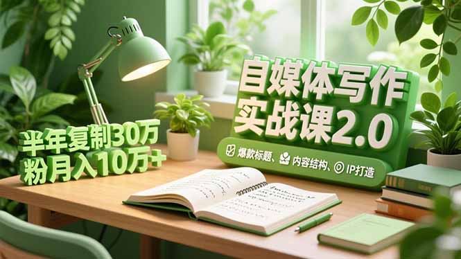 自媒体写作实战课2.0,爆款标题、内容结构、IP打造,半年复制30万粉月入10万+-汇课新知资源网