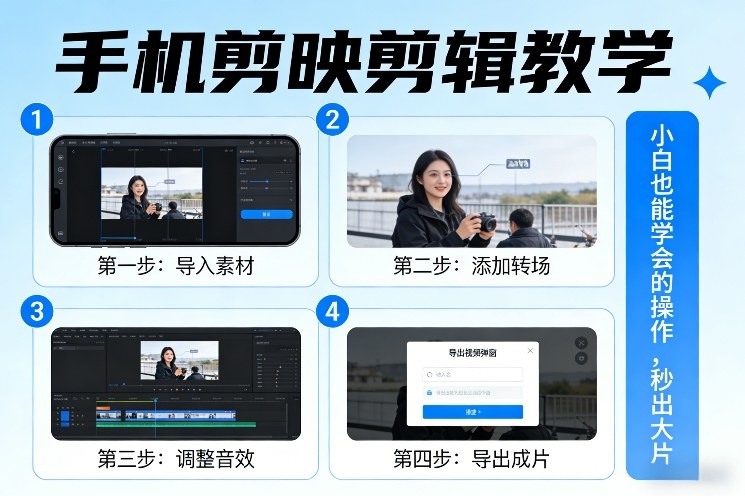 手机剪映剪辑教学,小白也能学会的操作,秒出大片-汇课新知资源网