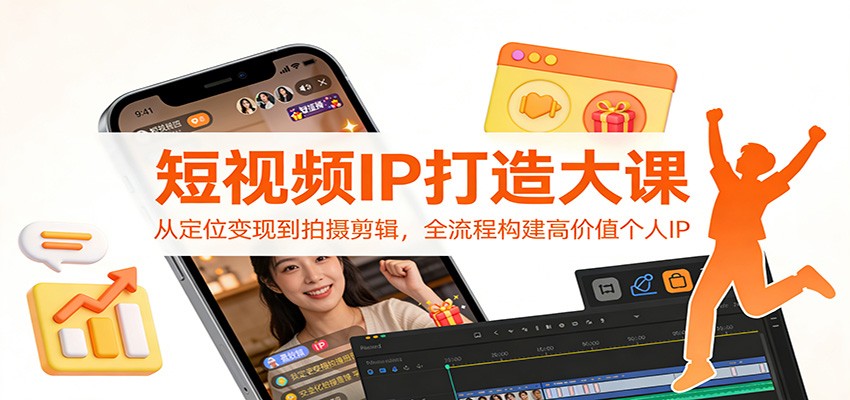 短视频IP打造大课:从定位变现到拍摄剪辑,全流程构建高价值个人IP-汇课新知资源网