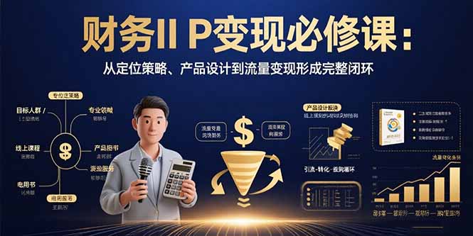 财务IP变现必修课:从定位策略、产品设计到流量变现形成完整闭环-汇课新知资源网