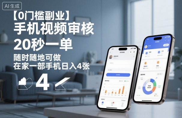 【0门槛副业】手机视频审核,20秒一单,随时随地可做,在家一部手机日入4张【揭秘】-汇课新知资源网
