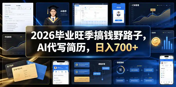 2026毕业旺季搞钱野路子，AI代写简历，日入700+【揭秘】-汇课新知资源网