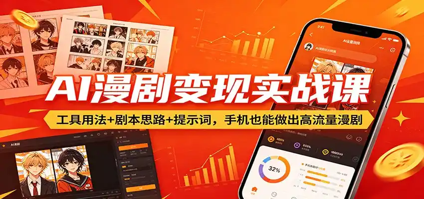 AI漫剧变现实战课：工具用法+剧本思路+提示词，手机也能做出高流量漫剧-汇课新知资源网
