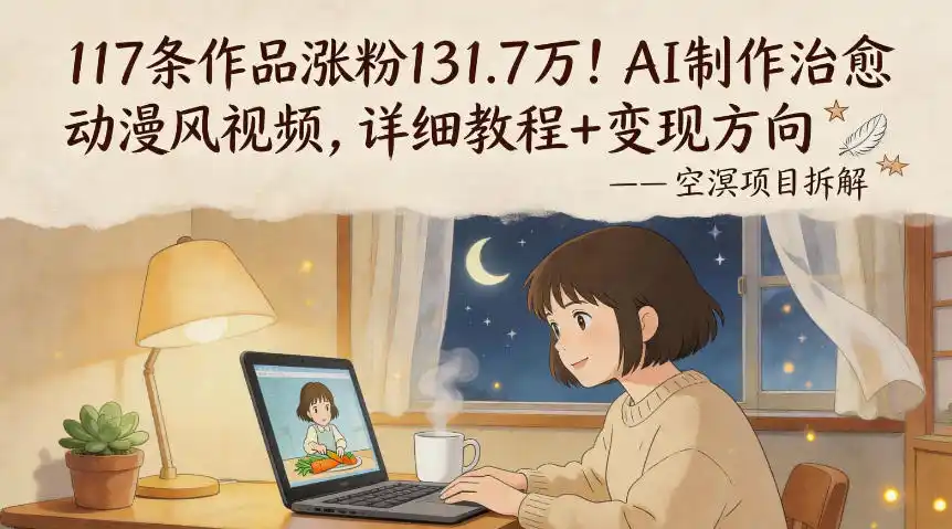 117条作品涨粉131.7W!AI制作治愈动漫风视频,详细教程+变现方向-汇课新知资源网