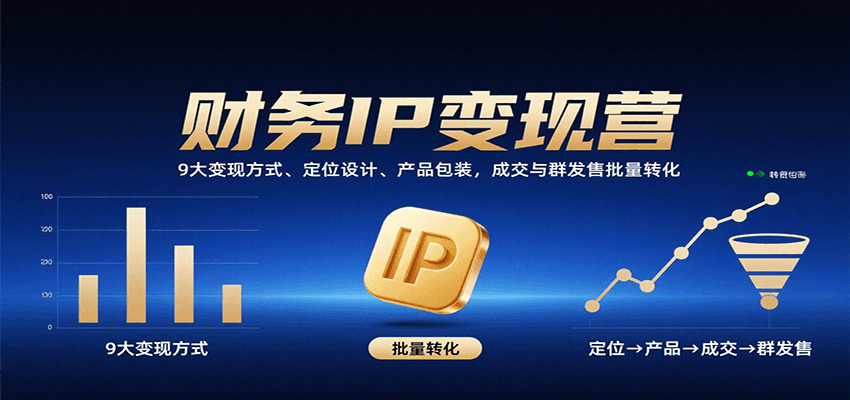 财务IP变现营:9大变现方式、定位设计、产品包装,成交与群发售批量转化-汇课新知资源网