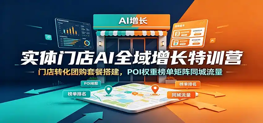 实体门店AI全域增长特训营:门店转化团购套餐搭建,POI权重榜单矩阵同城流量-汇课新知资源网