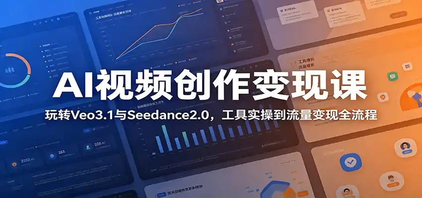 AI视频创作变现课：玩转Veo3.1与Seedance2.0，工具实操到流量变现全流程-汇课新知资源网