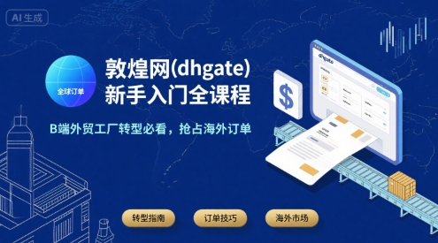 敦煌网(dhgate)新手入门全课程，B端外贸工厂转型必看，抢占海外订单-汇课新知资源网