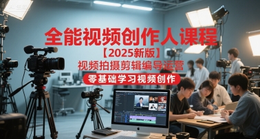 全能视频创作人课程【2025新版】视频拍摄剪辑编导运营，零基础学习视频创作-汇课新知资源网