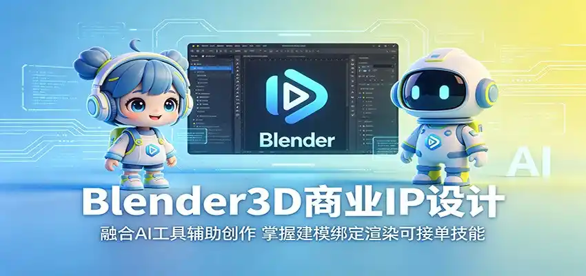 Blender3D商业IP设计:融合AI工具辅助创作,掌握建模绑定渲染可接单技能-汇课新知资源网