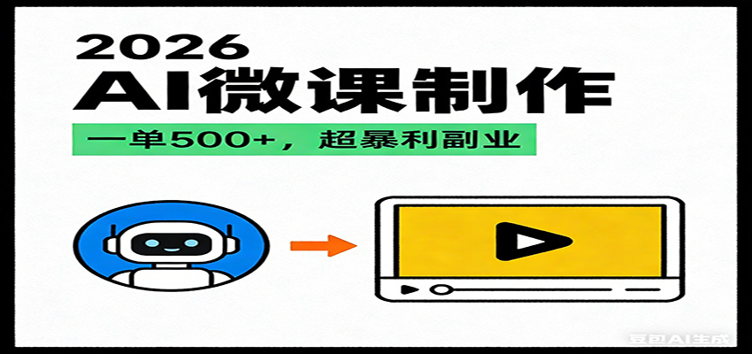 2026AI 风口最稳副业:微课代写制作,一单 500+,人人可做的蓝海项目-汇课新知资源网