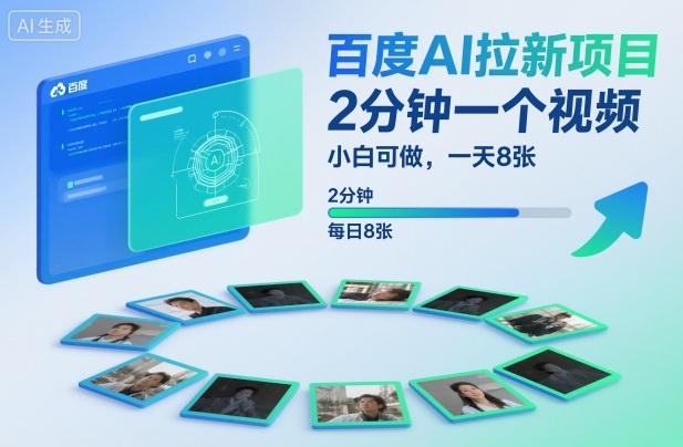 百度AI拉新项目,2分钟一个视频,小白可做,一天8张【附案例+保姆级教程】-汇课新知资源网