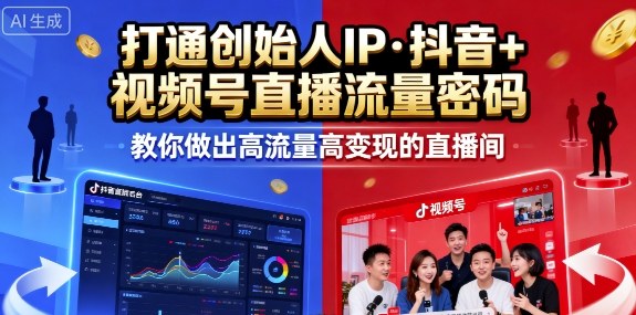 25年直播9-10两期线下课，打通创始人IP，抖音+视频号直播流量密码，教你做出高流量高变现的直播间-汇课新知资源网