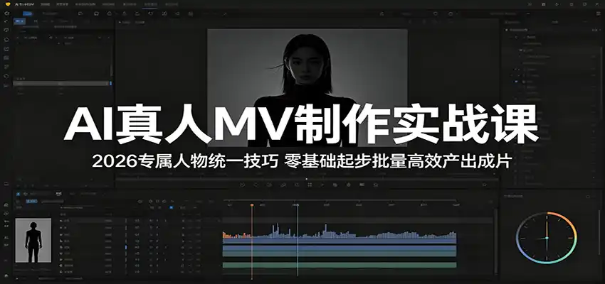 AI真人MV制作实战课：2026专属人物统一技巧，零基础起步批量高效产出成片-汇课新知资源网