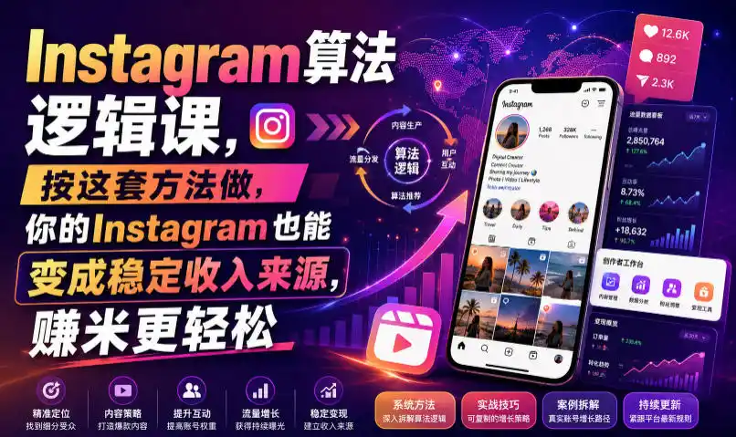 Instagram算法逻辑课,按这套方法做,你的Instagram也能变成稳定收入来源,賺米更轻松【原创双语字幕】-汇课新知资源网